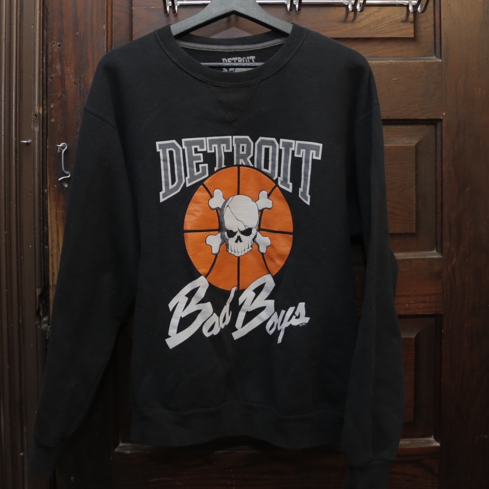 Detroit Bad Boys Black Graphic Crewneck Sweatshirt